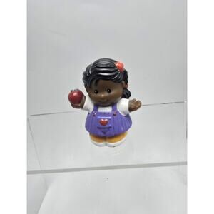Fisher Price Little People AFRICAN AMERICAN SCHOOL GIRL 1998 w/ APPLE